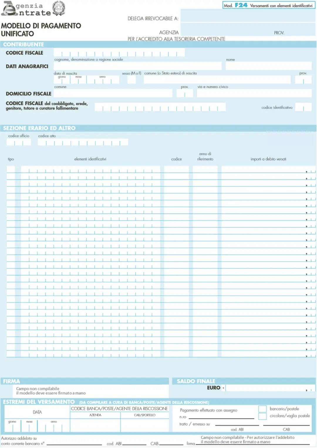F24 Elide Editabile Compilabile