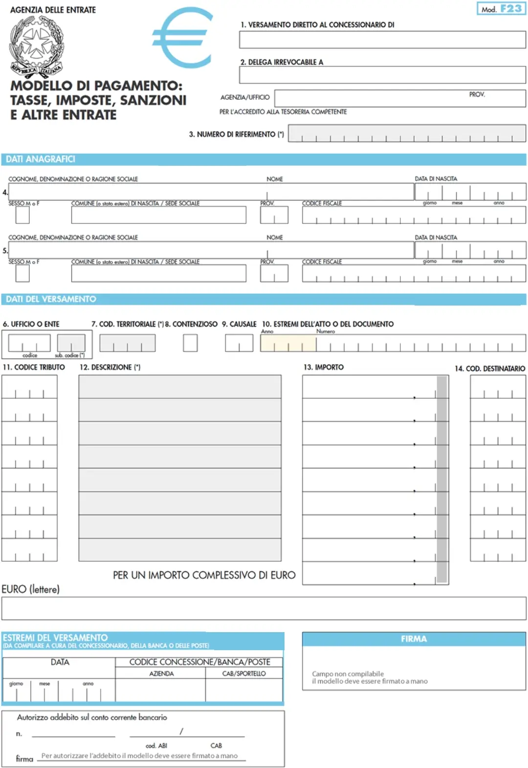 F23 Editabile Compilabile